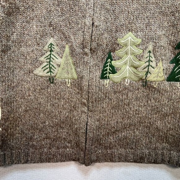 Woolrich Women 100% Wool Vest Sweater Medium Full Zip Turtleneck Tan Cozy Knit - Picture 5 of 11